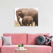 Mama en Baby Elephant Canvas Afdruk (Insitu (Woonkamer))