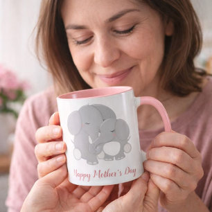mama en Baby Elephant Happy Moederdag Mok