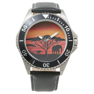 Mama en Baby Elephant in de Serengeti Horloge