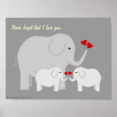 Mama en Baby Elephants grays Poster (Voorkant)