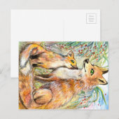 Mama en Baby Fox Briefkaart (Voorkant / Achterkant)