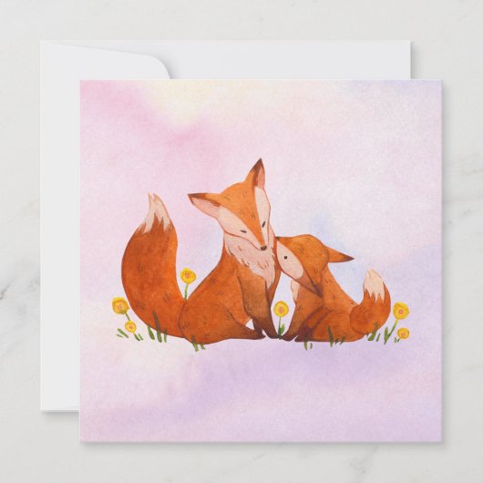 Mama en baby fox kaart (Voorkant)