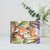 Mama en Baby foxes Briefkaart (Staand voorkant)