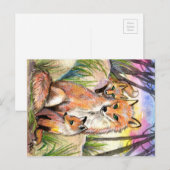 Mama en Baby foxes Briefkaart (Voorkant / Achterkant)