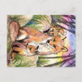 Mama en Baby foxes Briefkaart (Voorkant)