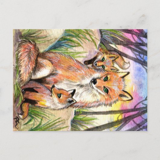 Mama en Baby foxes Briefkaart (Voorkant)