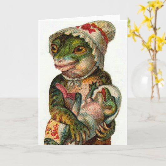 Mama en Baby Frog Kaart (Gele Bloem)