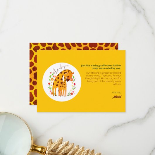 Mama en Baby Giraffe Bedankt Card (Voorkant / Achterkant in situ)