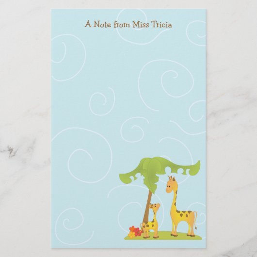 Mama en Baby Giraffe Briefpapier (Voorkant)