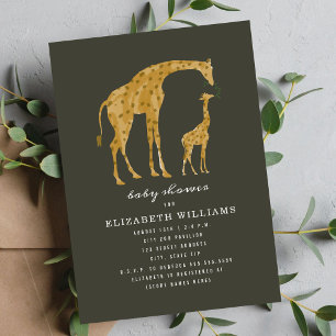 Mama en Baby Giraffe Donker Neutraal Baby shower Kaart