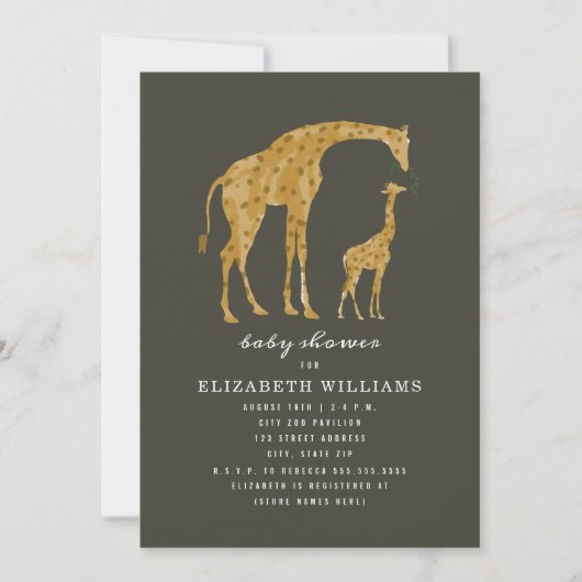 Mama en Baby Giraffe Donker Neutraal Baby shower Kaart (Voorkant)