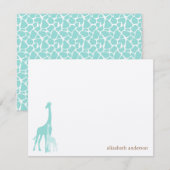 Mama en Baby Giraffe Flat Dank u Kaarten (Voorkant / Achterkant)