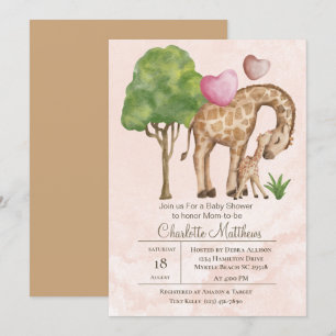 Mama en Baby Giraffe Oerwoud Sarfari Baby shower Kaart