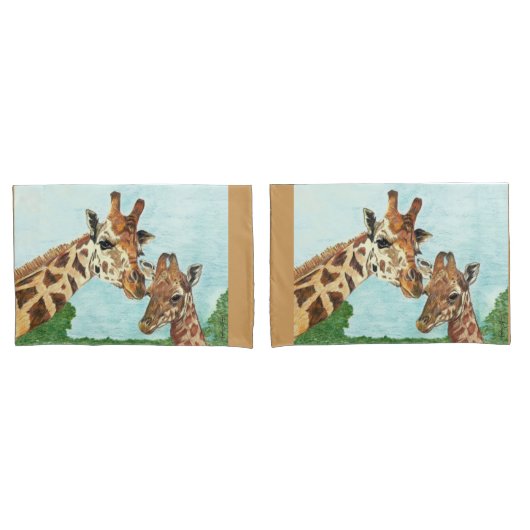 Mama en Baby Giraffe Pillow Hoesjes Kussensloop (Voorkant-Set)