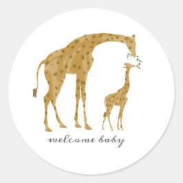 Mama en Baby Giraffe Voeding Baby shower Ronde Sticker