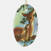 Mama en Baby Girl Deer Keramische kerstversiering Keramisch Ornament (Rechts)