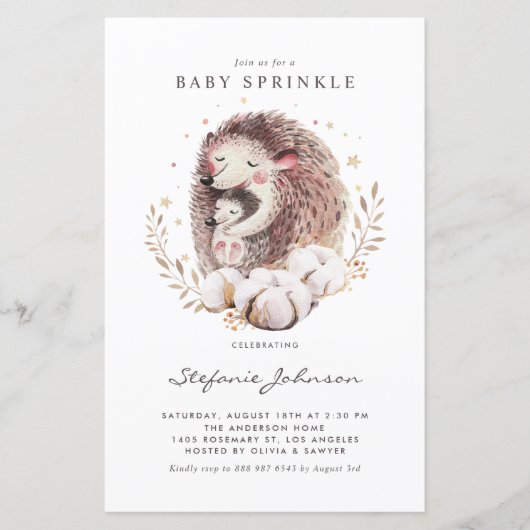 Mama en Baby Hedgehog Baby Sprinkle Invitation (Voorkant)