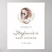 Mama en Baby Hedgehog Forest Baby shower Welkom Poster (Voorkant)