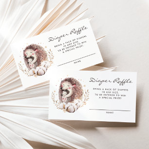 Mama en Baby Hedgehog Woodland Luier Raffle Visitekaartje