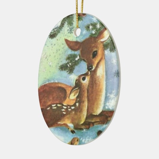 Mama en Baby Herten Keramische Kerst Ornament (Links)