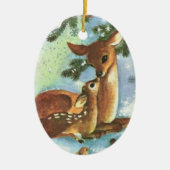 Mama en Baby Herten Keramische Kerst Ornament (Voorkant)