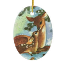 Mama en Baby Herten Keramische Kerst Ornament