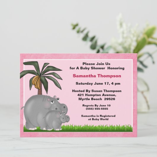 Mama en Baby Hippo Baby Shower-uitvindingen Kaart (Staand voorkant)