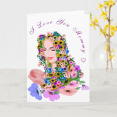 Mama en Baby houden van Moederdag-Kaart Kaart (Gele Bloem)