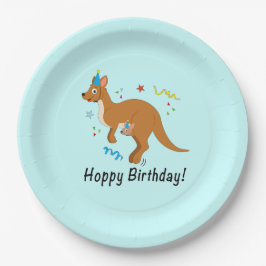 Mama en Baby Kangaroo in Birthday Petten Papieren Bordje