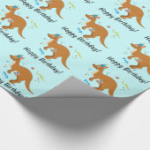 Mama en Baby Kangaroos met Birthday Petten Cadeaupapier (Hoek)