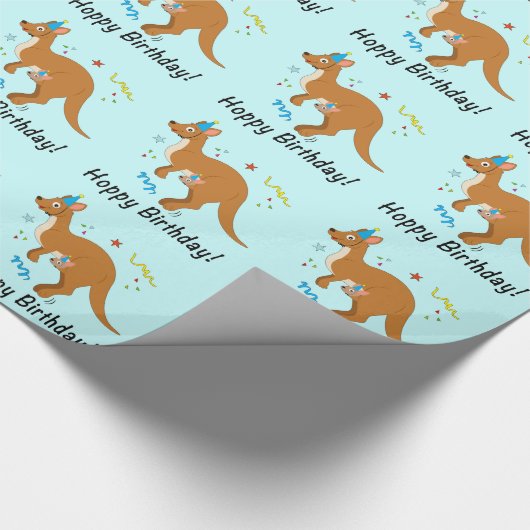 Mama en Baby Kangaroos met Birthday Petten Cadeaupapier (Hoek)