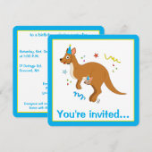 Mama en Baby Kangaroos met Birthday Petten Kaart (Voorkant / Achterkant)