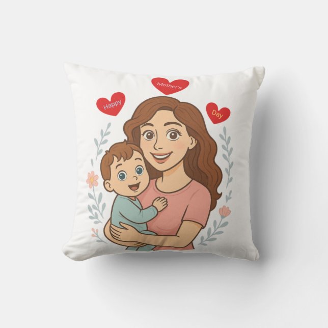 Mama en Baby knuffelen met Quote Je bent mijn eers Kussen (Voorkant)