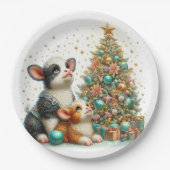 Mama en Baby Koe Pastel Christmas Papieren Bordje (Voorkant)
