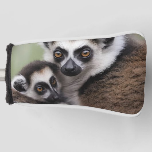 mama en Baby lemur knuffelen, Golfheadcover (Voorkant)