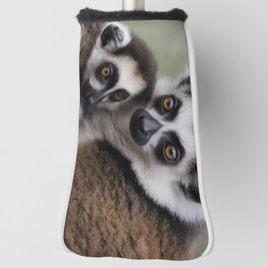 mama en Baby lemur knuffelen, Golfheadcover (Draai 90)