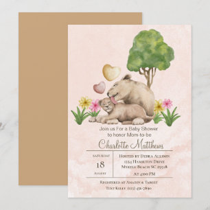 Mama en Baby Lion Oerwoud Sarfari Baby shower Kaart