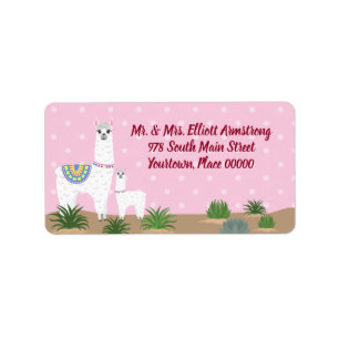 Mama en Baby Llama Pink Dot Baby Retouradres Etiket