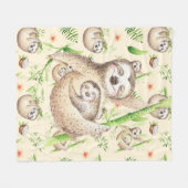 Mama en Baby Luiaard Fleece Deken (Voorkant (Horizontaal))