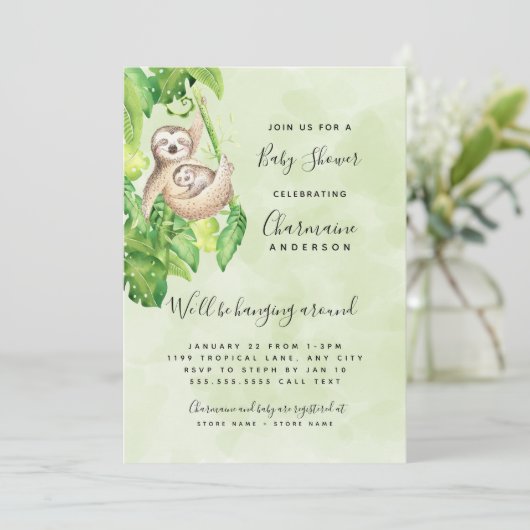 Mama en Baby Luiaard neutraal Baby shower Kaart (Staand voorkant)