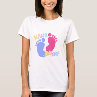 Mama en Baby Mooie Roze en Blauwe Voetafdrukken T-shirt