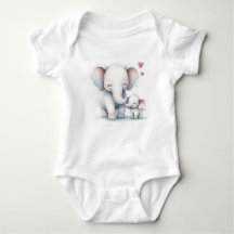 Mama en Baby Olifant Aquarel