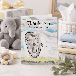 mama en baby olifant Baby Shower Bedankkaart