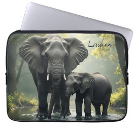 Mama en Baby olifant gepersonaliseerd Laptop Sleeve