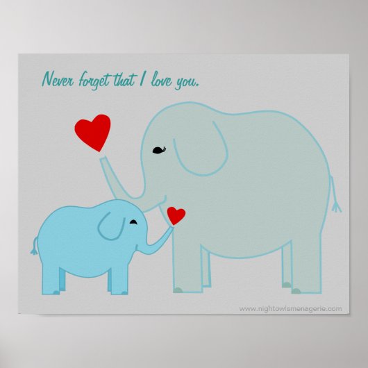 Mama en Baby Olifant in Blues Poster (Voorkant)