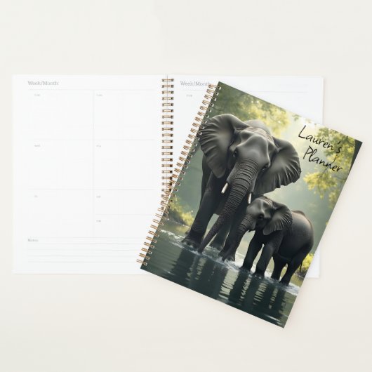 Mama en Baby olifant in het regenwoud Planner (Display)