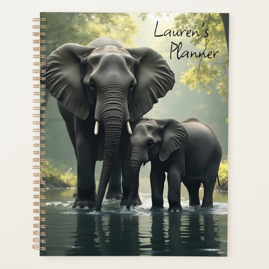 Mama en Baby olifant in het regenwoud Planner (Voorkant)