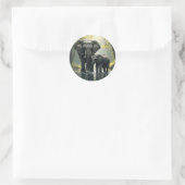 Mama en Baby olifant in het regenwoud Ronde Sticker (Tas)