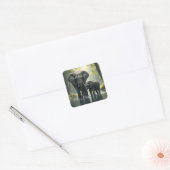 Mama en Baby olifant in het regenwoud Vierkante Sticker (Envelop)