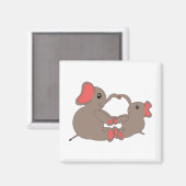 Mama en Baby Olifantmagneet Magneet (Voorkant / Achterkant)